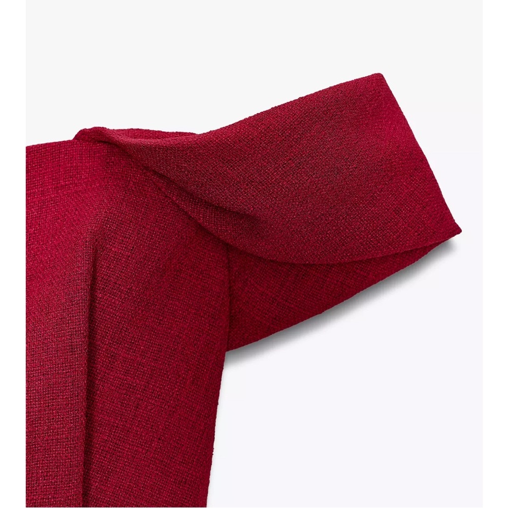 Zara NWT cherry red asymmetrical ruched mini dress - Picture 8 of 9